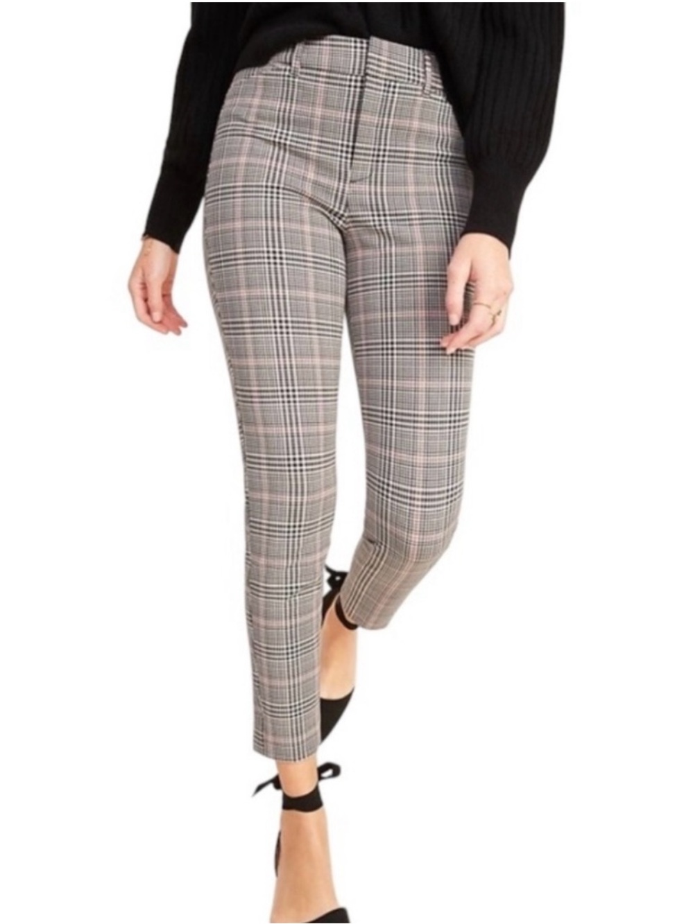 Old Navy Houndstooth Plaid Pixie High Rise Stretch Ankle Dress Pants size 8